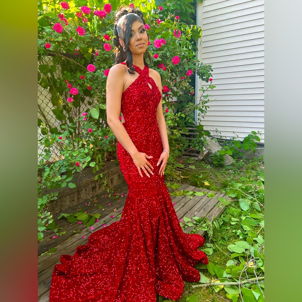 Red Sequins Formal Dress